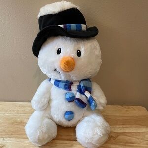 American Greetings Snowman Plush Stuffed Toy with Top Hat and Scarf
